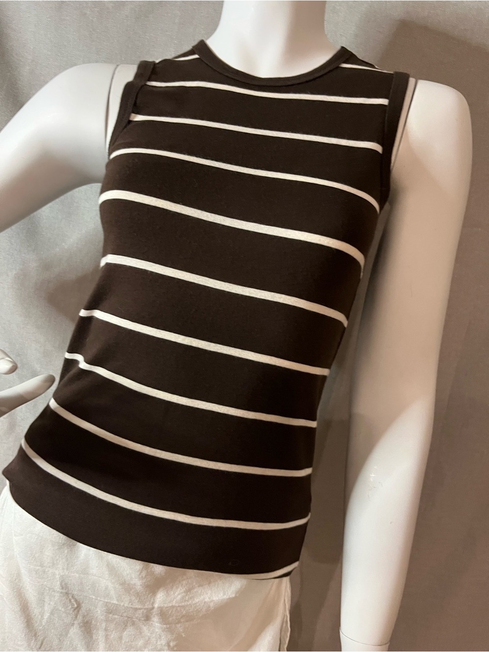 GAP Brown and White Striped Tank Top